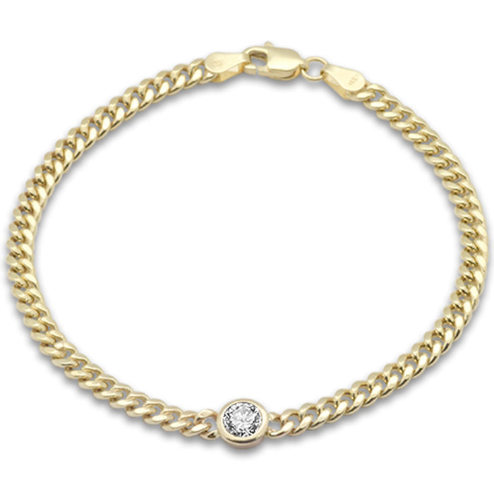 SPECIAL! .51ct G SI 14K Yellow Gold Round Diamond Cuban Bracelet 7" Long