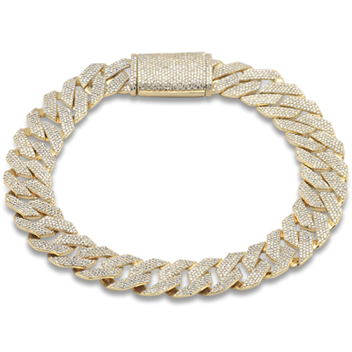 SPECIAL! 11mm 5.17ct G SI 14K Yellow Gold Diamond Square Cuban Bracelet 8.5"