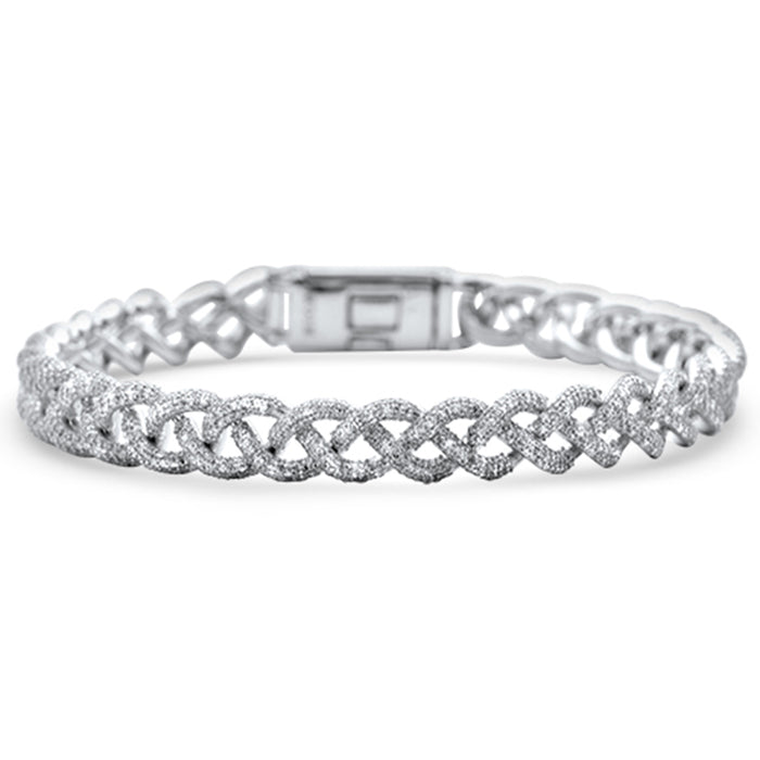 SPECIAL!3.86ct G SI 14K White Gold Diamond Infinity Woven Design Bracelet 7" Long