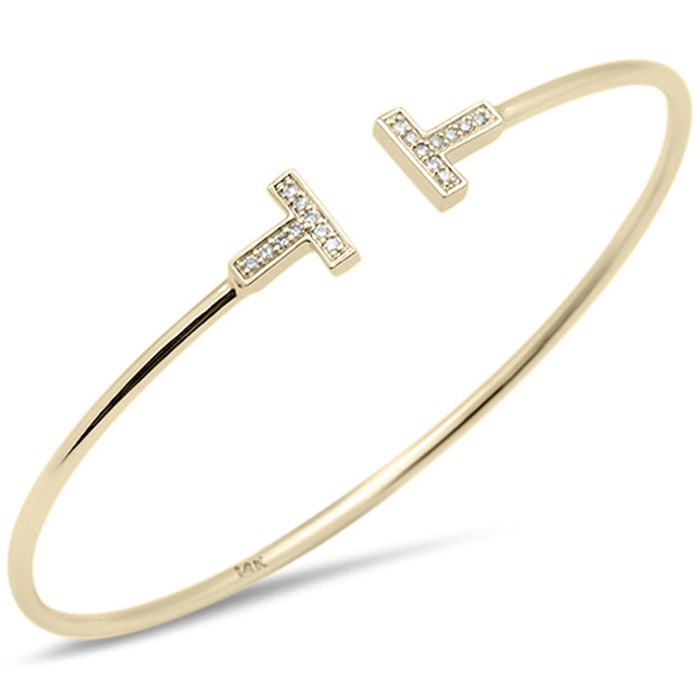 SPECIAL!.09ct G SI 14K Yellow Gold Diamond Open T Bangle Bracelet