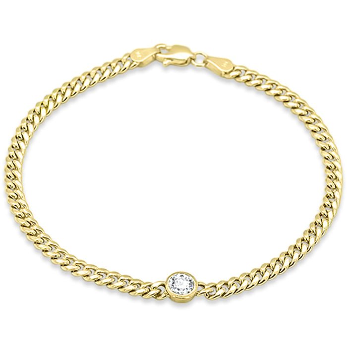 SPECIAL! .30ct G SI 14K Yellow Gold Round Diamond Chain Bracelet 7.5" Long