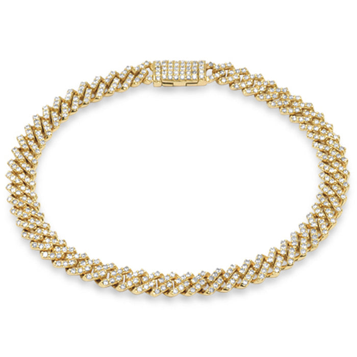SPECIAL!5mm 2.02ct G SI 14K Yellow Gold Diamond Micro Pave Cuban Square Link Bracelet 8"