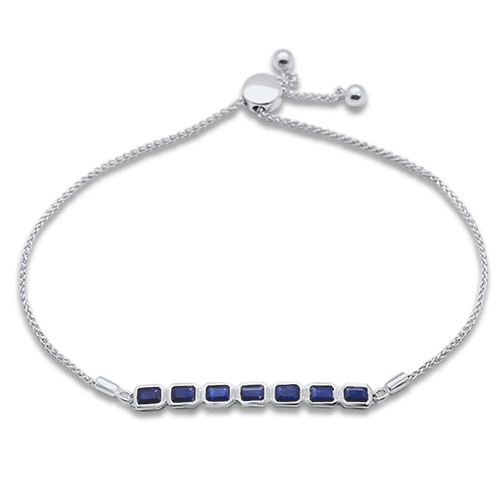 GEMSTONE CLOSEOUT! 1.70ct G SI 14K White Gold Blue Sapphire Gemstone Bola Bracelet