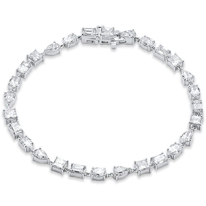 SPECIAL! 6.82ct G SI 14K White Gold Diamond Multi Shape Bracelet 7" Long