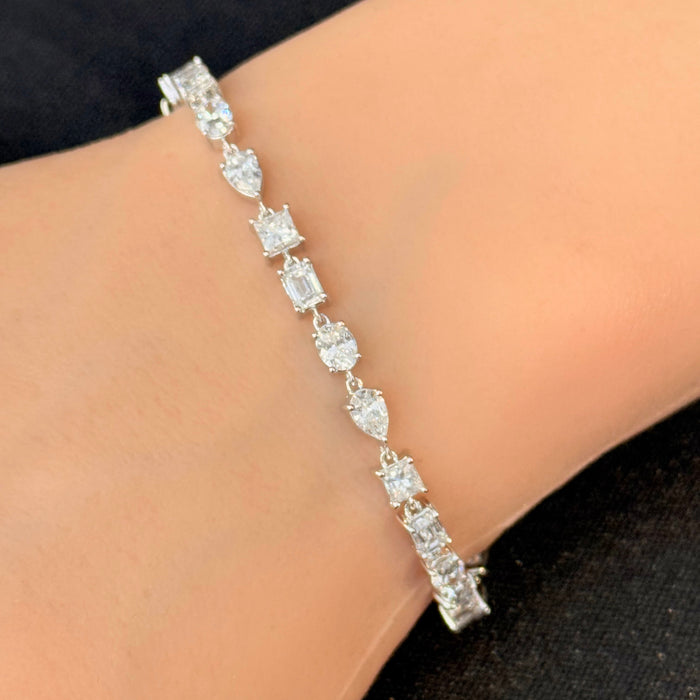 SPECIAL! 4.95ct G SI 14K White Gold Diamond Multi Shape Bracelet 7" Long