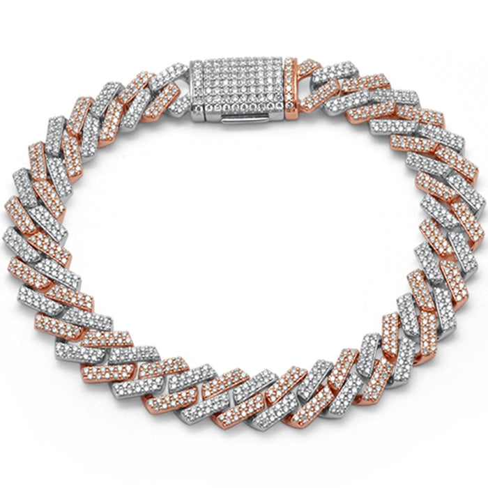 SPECIAL! 9MM 3.25ct G SI 14K Two Tone Gold Diamond Micro Pave Cuban Square Link Bracelet 8"