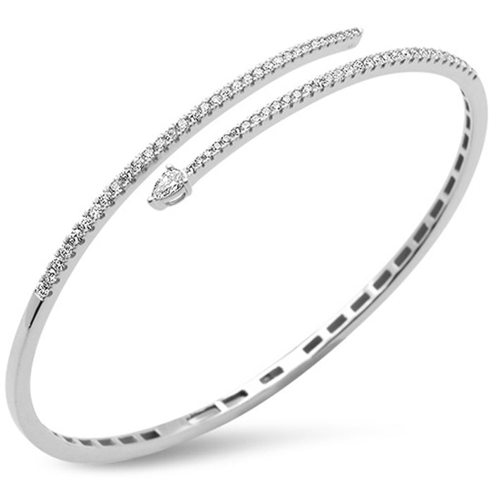 SPECIAL! .94ct G SI 14K White Gold Diamond Wrap Around Bangle Bracelet