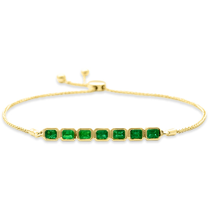 SPECIAL! 1.60ct G SI 14K Yellow Gold Emerald Gemstone Bola Bracelet