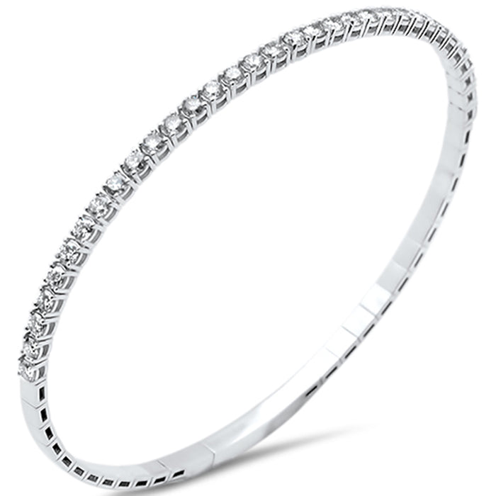 SPECIAL! 2.00ct G SI 14K White Gold Round Diamond Flexible Bangle Bracelet