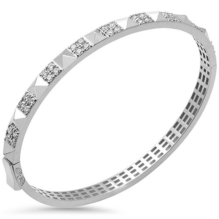 SPECIAL! 1.19ct G SI 14K White Gold Diamond Spike Studded Bangle Bracelet