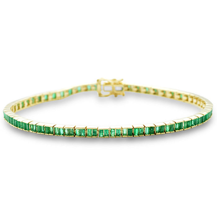 SPECIAL!2.70ct G SI 14K Yellow Gold Emerald Gemstone Bracelet 7" Long