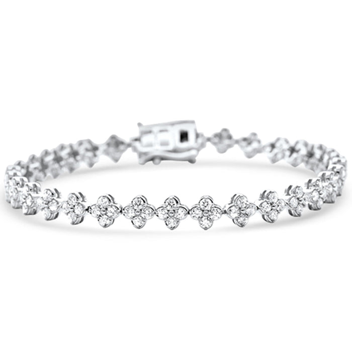 SPECIAL!3.00ct G SI 14K White Gold Flower Diamond Bracelet 7" Long