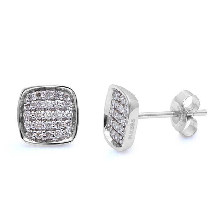 DIAMOND CLOSEOUT! .29ct Princess Shape Diamond Solitaire Stud Earrings 14kt White gold