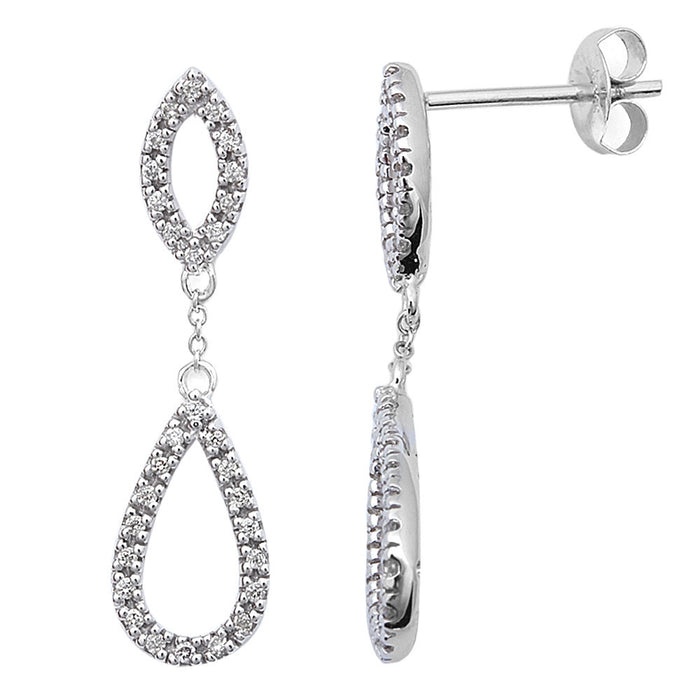 DIAMOND CLOSEOUT! .25ct Diamond 14kt White Gold Drop Dangle Pear Tear drop Shaped Earrings
