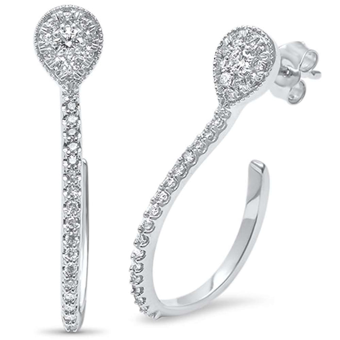 DIAMOND CLOSEOUT! .54ct G SI 14kt White Gold Diamond Hoop Style Unique Earrings