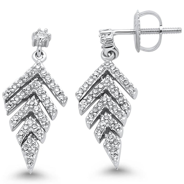 DIAMOND CLOSEOUT! .40ct 14k White Gold Diamond Modern Chevron Drop Earrings
