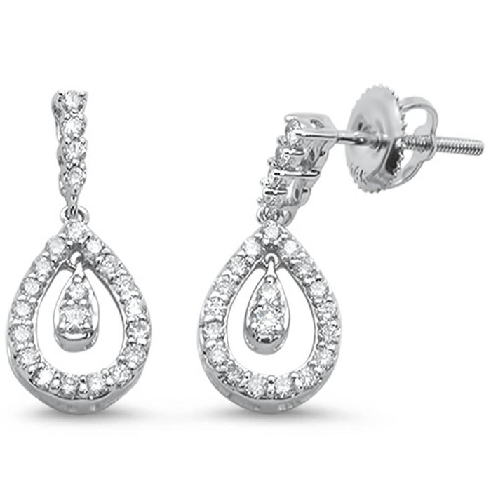 DIAMOND CLOSEOUT! .48ct 14k White Gold Tear Drop Dangle Diamond Earrings