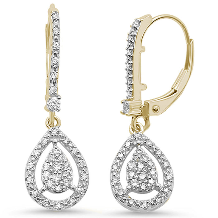 DIAMOND CLOSEOUT! .41ct 14k Yellow Gold Pear Tear Drop Dangle Diamond Earrings