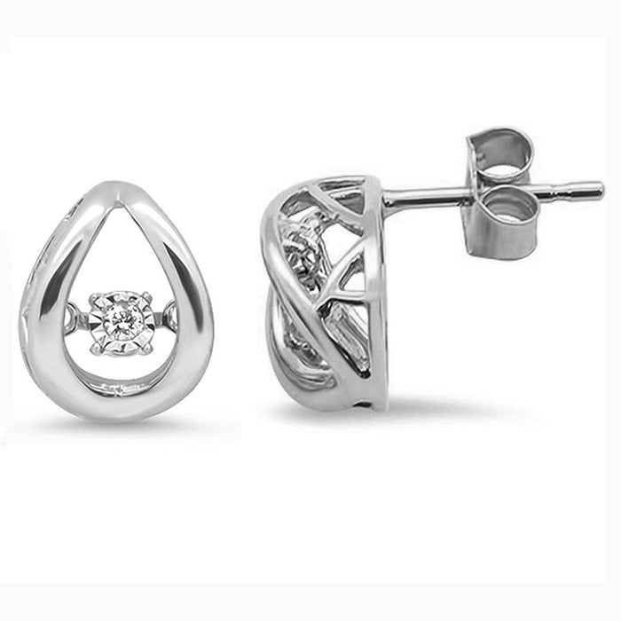 DIAMOND CLOSEOUT! .04ct 14k White Gold Dancing Diamond Earrings