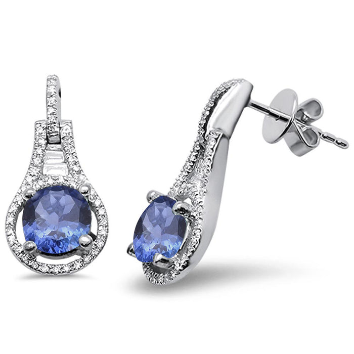 GEMSTONE CLOSEOUT! 2.15cts 14k White gold Round Tanzanite & Diamond Earrings