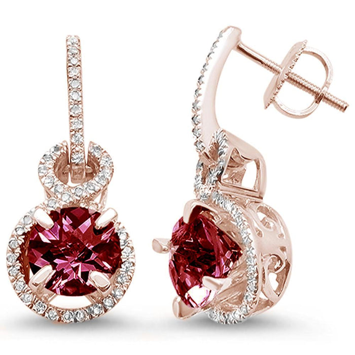 GEMSTONE CLOSEOUT! 5.46ct 10K Rose Gold Rhodiolite & Diamond Drop Earrings
