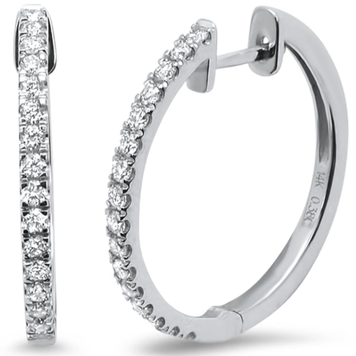DIAMOND CLOSEOUT! .38ct 14k White Gold Hoop Huggie Diamond Earrings