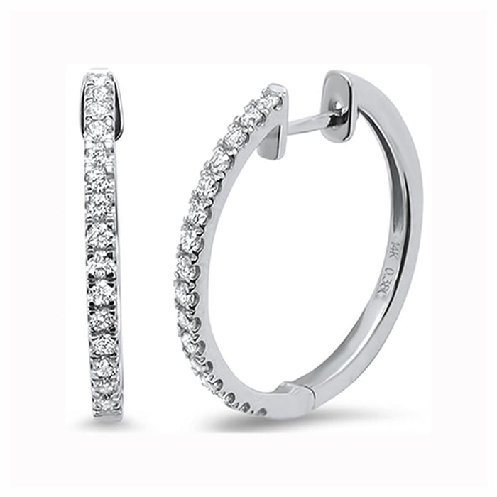 DIAMOND CLOSEOUT! .26ct 14k White Gold Hoop Huggie Diamond Earrings