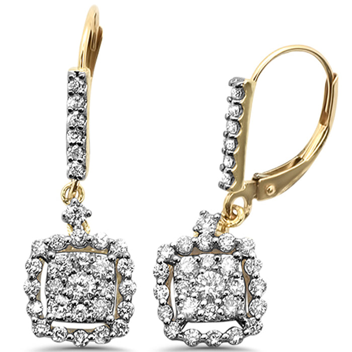 DIAMOND CLOSEOUT! 1.01ct 10K Yellow Gold Micro Pave Drop Dangle Diamond Earrings