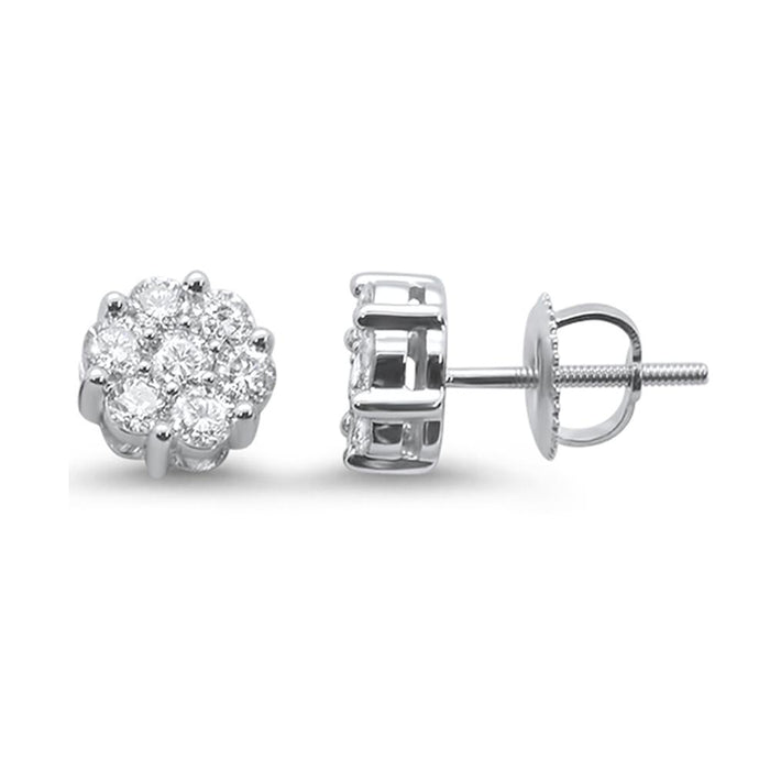 DIAMOND CLOSEOUT! .76ct 14k White Gold Round Diamond Cluster Stud Earrings