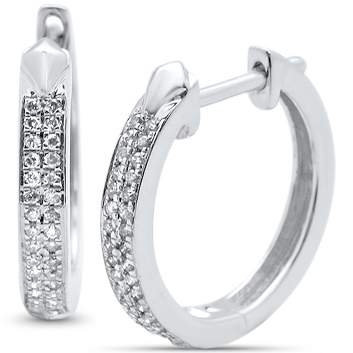 DIAMOND CLOSEOUT! .15ct 10k White Gold Hoop Huggie Diamond Earrings