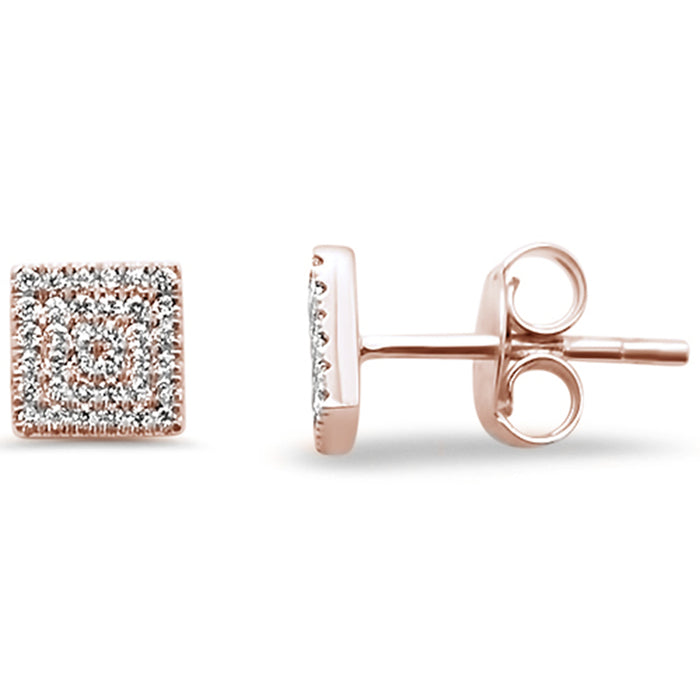 DIAMOND CLOSEOUT! .15ct 14kt Rose Gold Trendy Square Diamond Stud Earrings