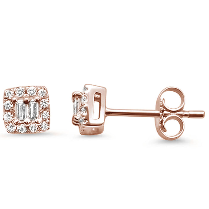 DIAMOND CLOSEOUT! .13ct 14K Rose Gold Modern Square Diamond Earrings