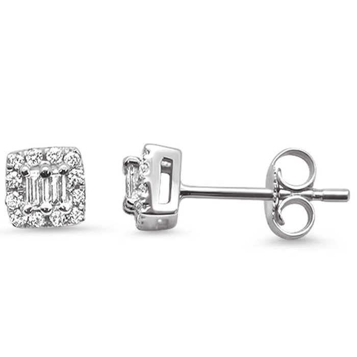 DIAMOND CLOSEOUT! .20ct 14k White Gold Diamond Square Shaped Stud Earrings