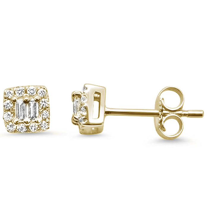 DIAMOND CLOSEOUT! .20ct 14K Yellow Gold Modern Square Diamond Earrings