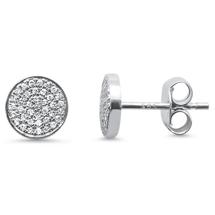 DIAMOND CLOSEOUT! .15ct 14kt White Gold Trendy Micro Pave Round Disc Diamond Earrings