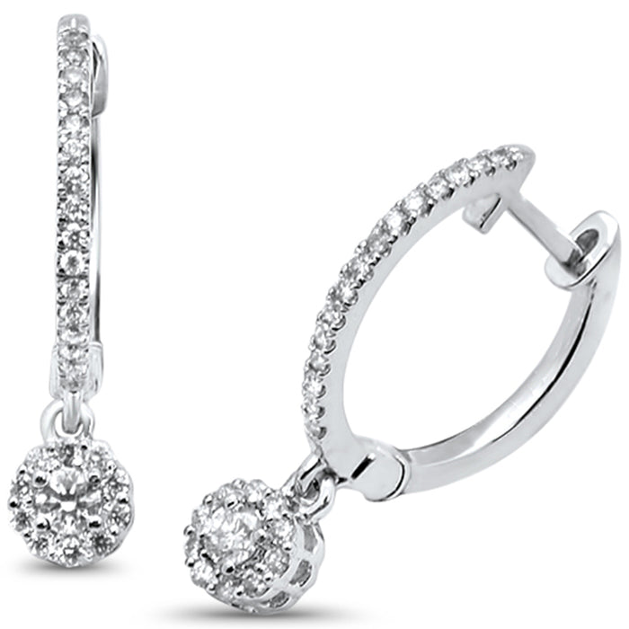 DIAMOND CLOSEOUT! .34ct 14kt White Gold Hoop Drop Dangle Stud Diamond Earrings