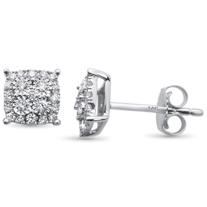 DIAMOND CLOSEOUT! .25ct 14k White Gold Diamond Square Shape Stud Earrings