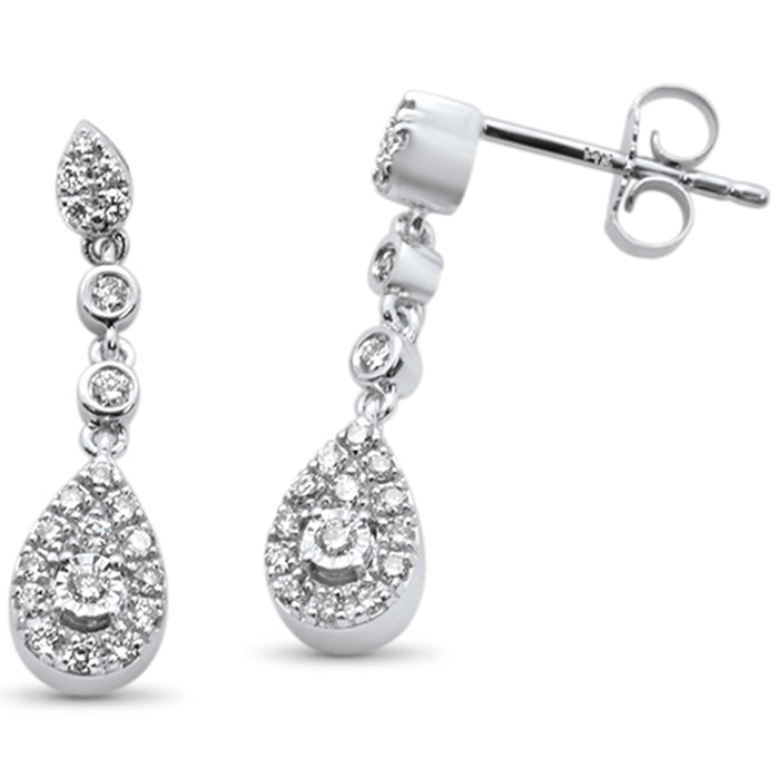 DIAMOND CLOSEOUT! .32ct 14k White Gold Pear Shape Diamond Drop Dangle Earrings