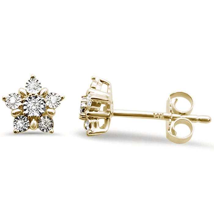 DIAMOND CLOSEOUT! .08ct 14k Yellow Gold Star Shape Diamond Stud Earrings