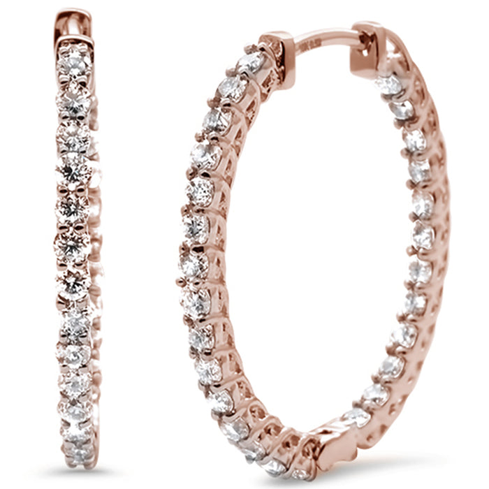 DIAMOND CLOSEOUT! 1.01ct 14k Rose Gold Diamond Hoop Huggie Earrings