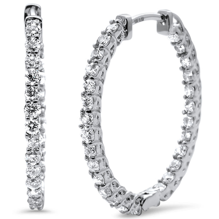 DIAMOND CLOSEOUT! 1.08ct 14k White Gold Diamond Hoop Huggie Earrings