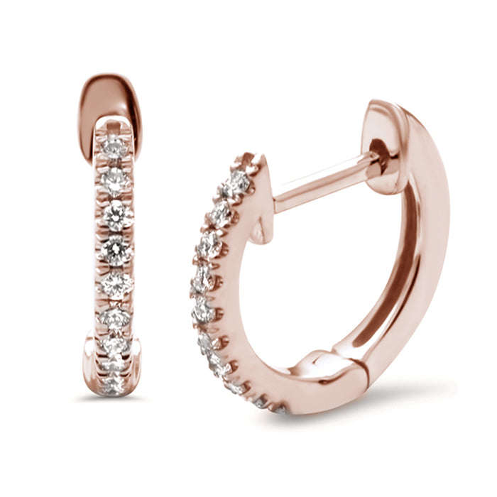DIAMOND CLOSEOUT! .12ct 14k Rose Gold Diamond Hoop Huggie Earrings