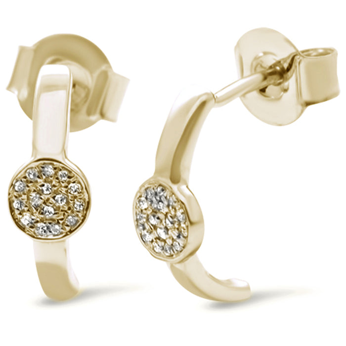 DIAMOND CLOSEOUT! .05ct 14k Yellow Gold J Hoop Pave Diamond Earrings
