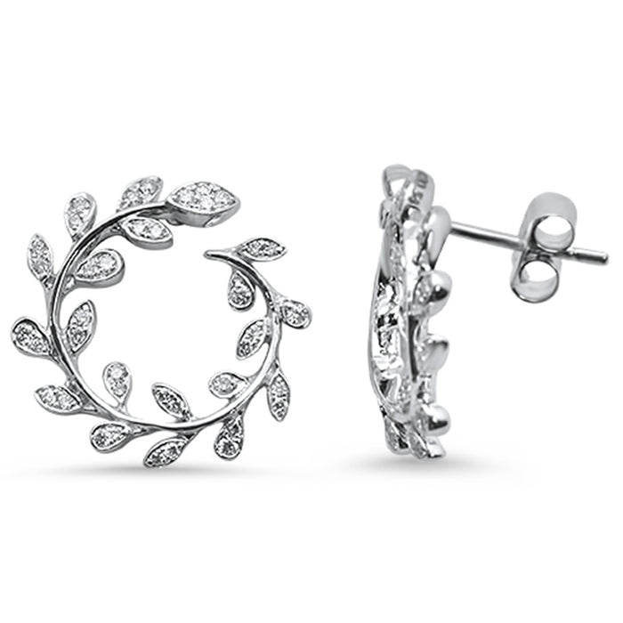 DIAMOND CLOSEOUT! .34ct 14K White Gold Olive Leaf Round Modern Diamond Earrings