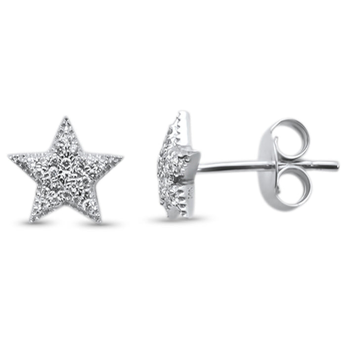 DIAMOND CLOSEOUT! .17ct 14KT White Gold Trendy Micro Pave Star Diamond Stud Earrings
