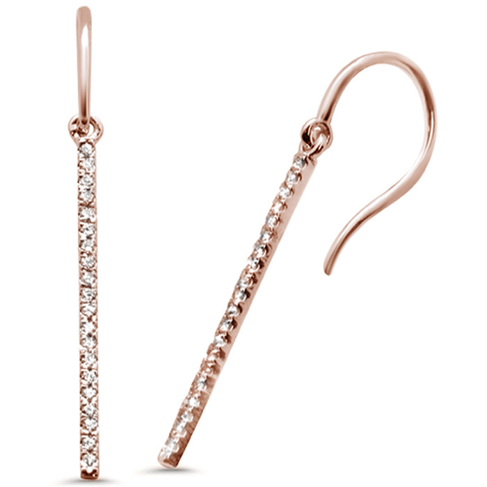 DIAMOND CLOSEOUT! .20ct 14K Rose Gold Diamond Drop Dangle Line Modern Earrings