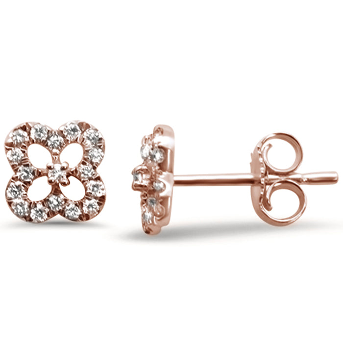 DIAMOND CLOSEOUT! .17ct 14K Rose Gold Cute Clover Diamond Earrings