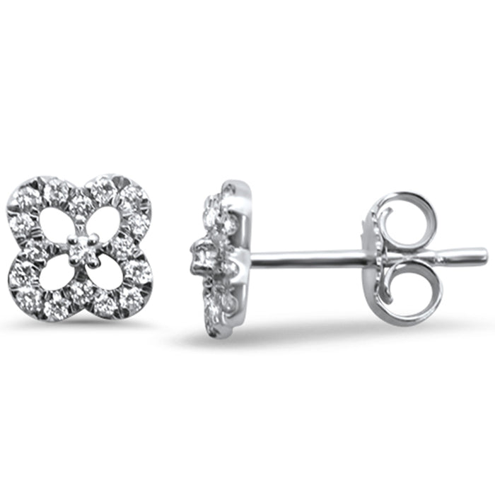 DIAMOND CLOSEOUT! .18ct 14k White Gold Cute Clover Diamond Earrings