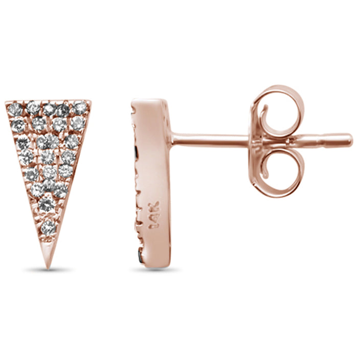 DIAMOND CLOSEOUT! .16ct 14KT Rose Gold Geometric Triangle Trendy Diamond Stud Earrings