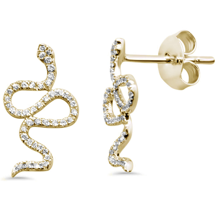 DIAMOND CLOSEOUT! .14ct G SI 14K Yellow Gold Diamond Trendy Snake Earrings